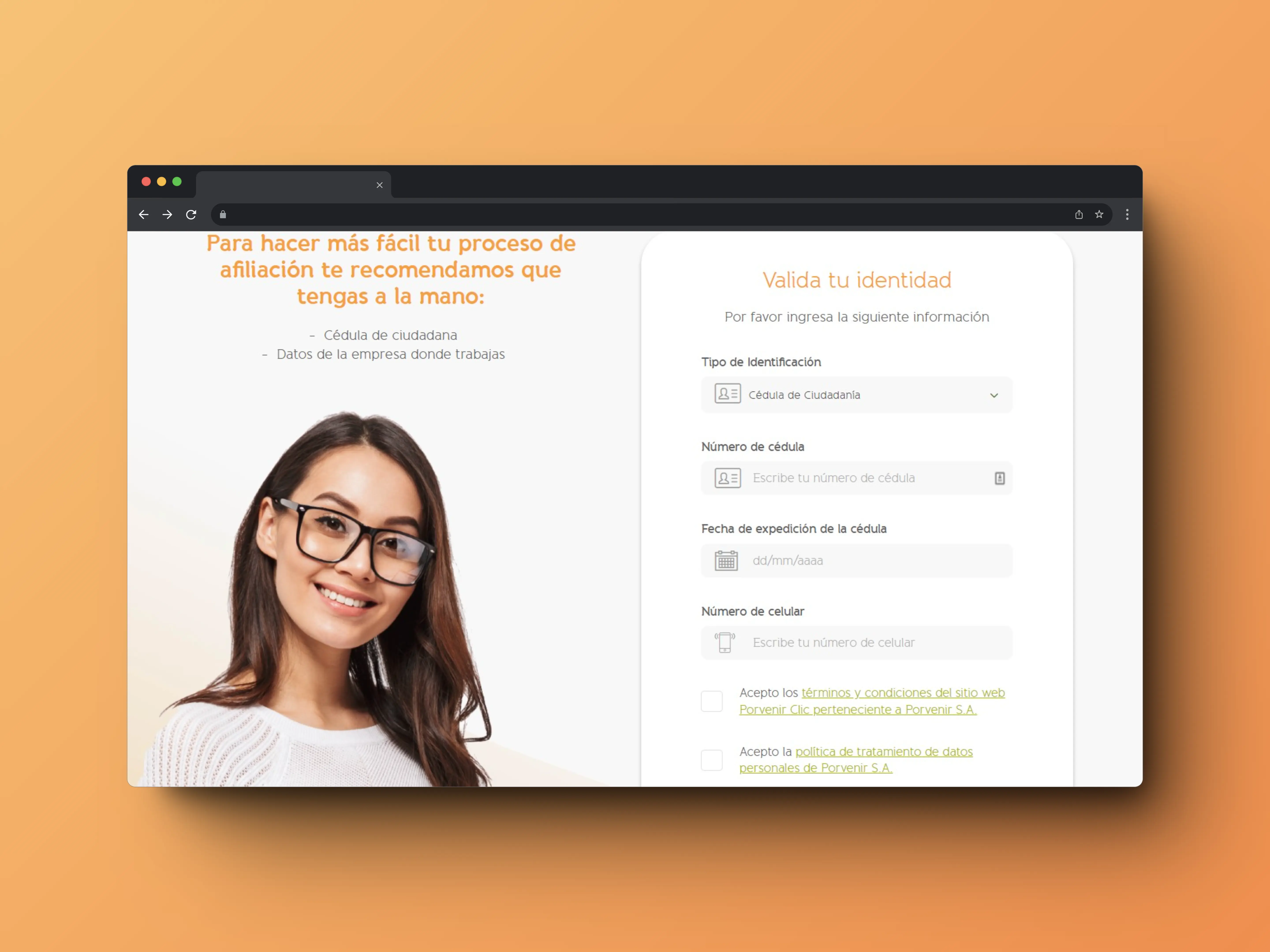 Screenshot of the Pension Fund Porvenir Digital Transformation Software