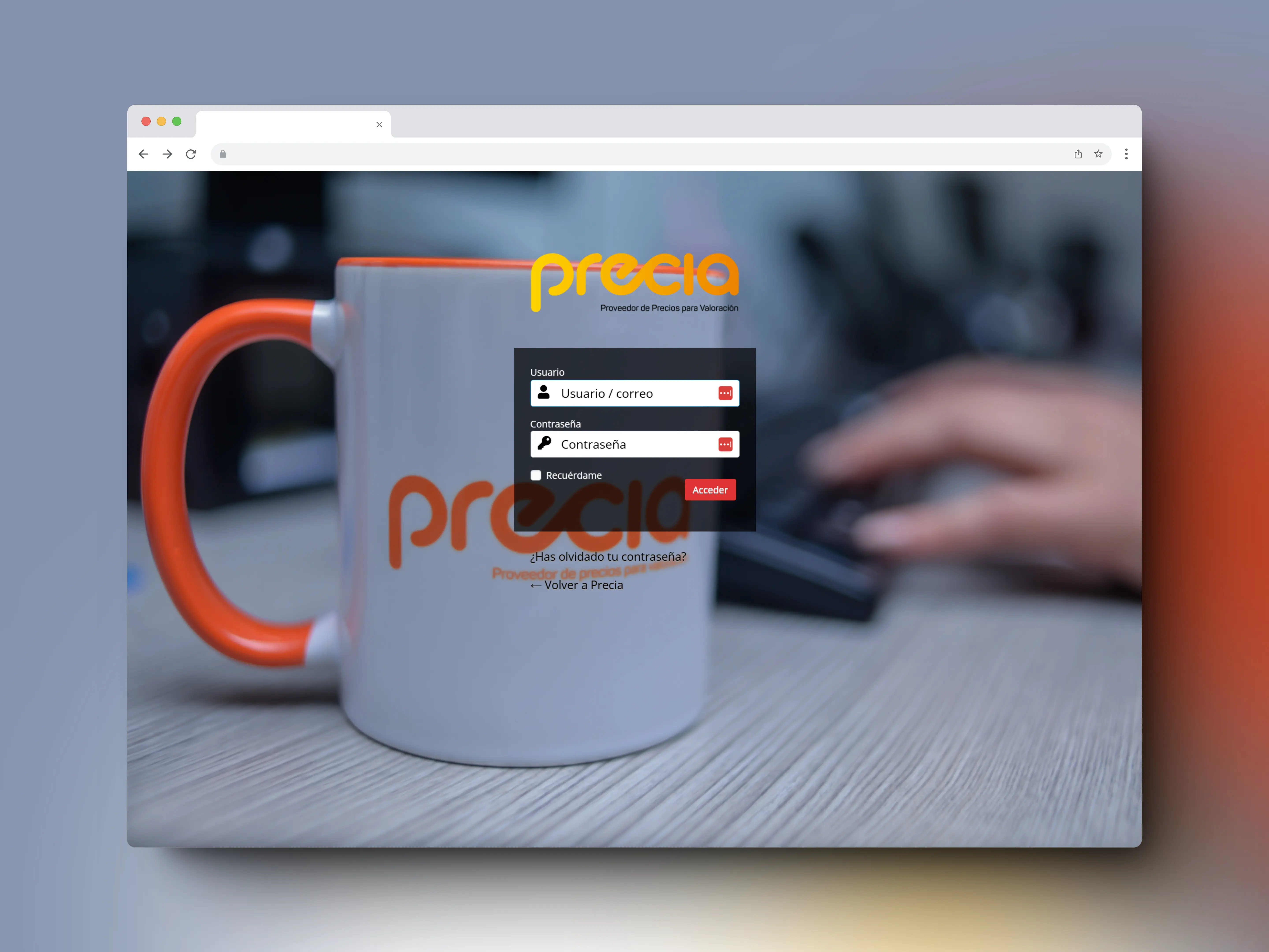 Screenshot of Precia Application